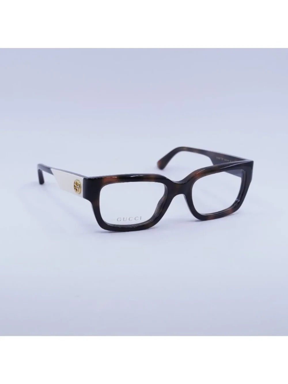 Gucci GG1666O 007 Eyeglasses Havana with White 53mm Square Frame